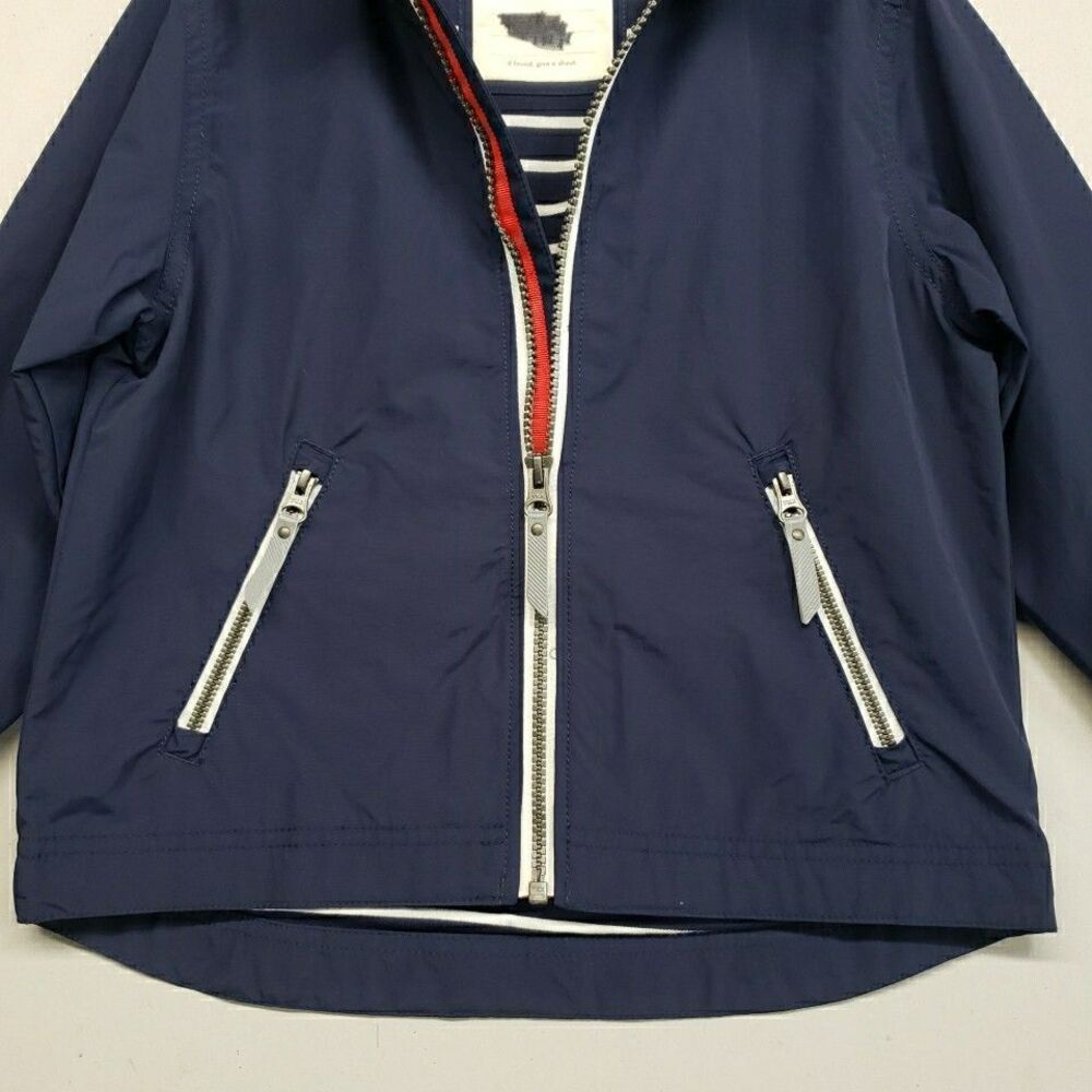 Hanna Andersson Rain Jacket 100 Kids Size 4 Navy Blue Striped Lined Gorpcore - Picture 3 of 9